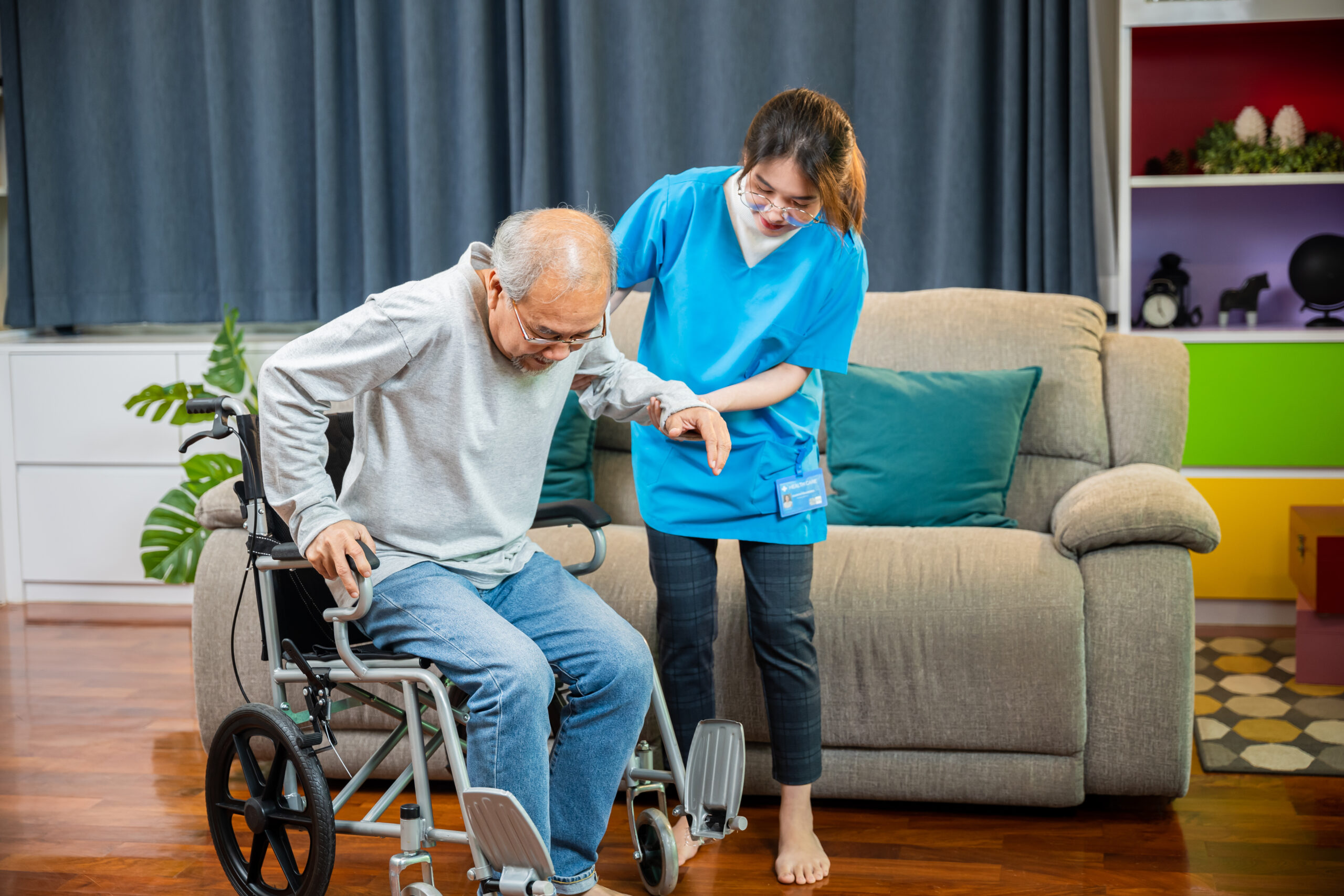 Caregiver supporting a senior with daily care