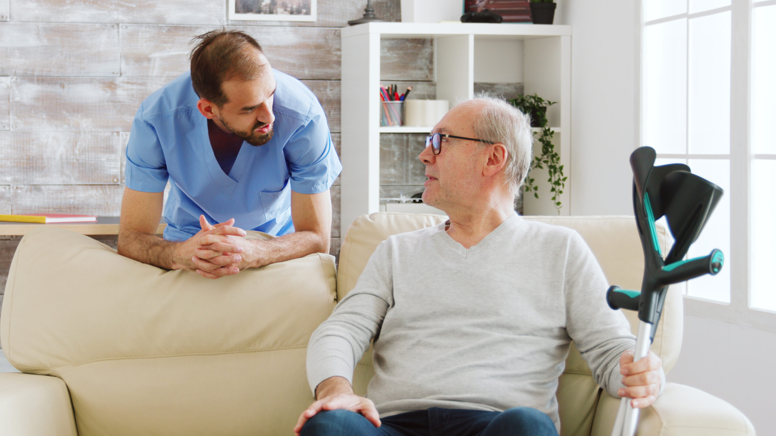 Senior receiving continuous home care support